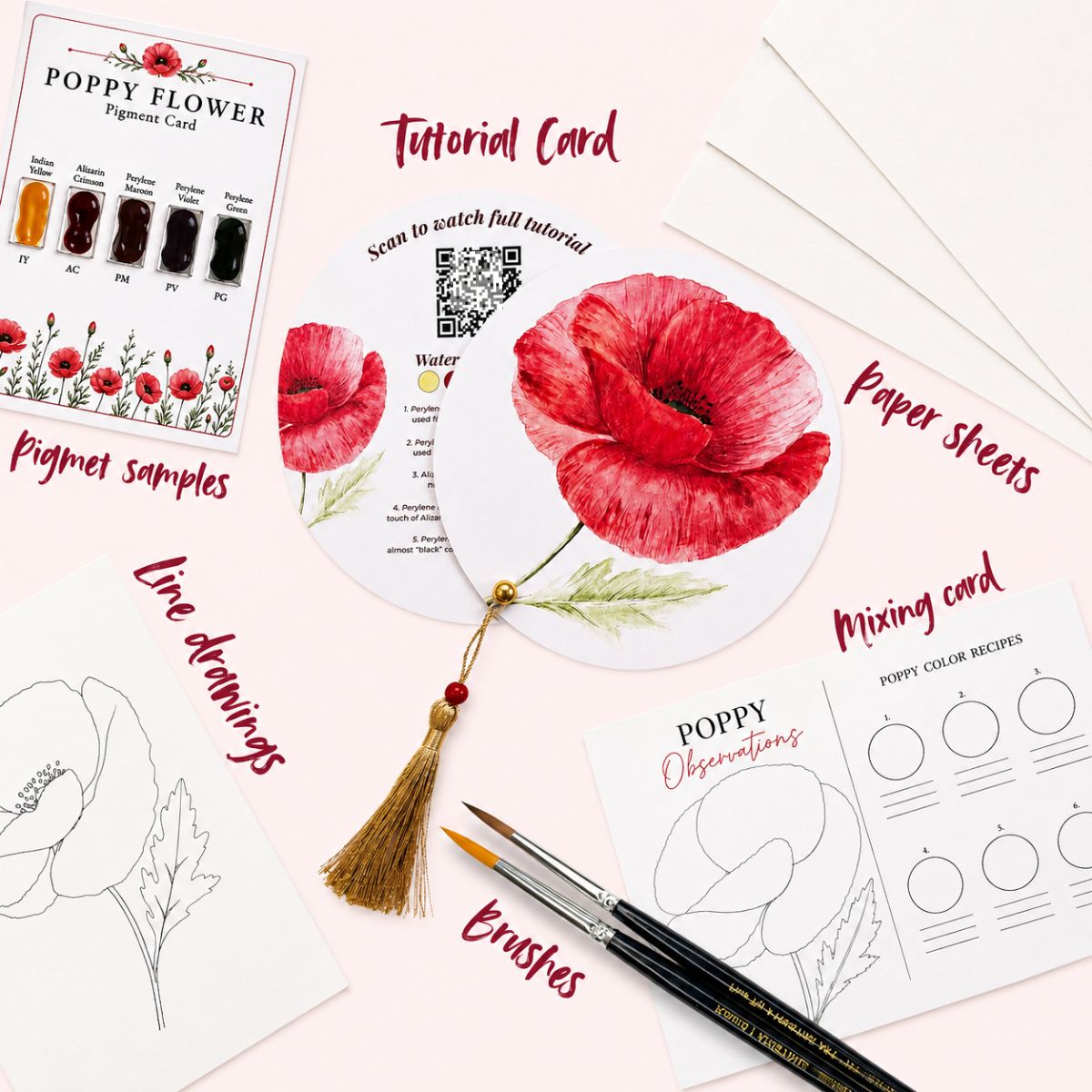 Back to School Watercolor Tutorial Set