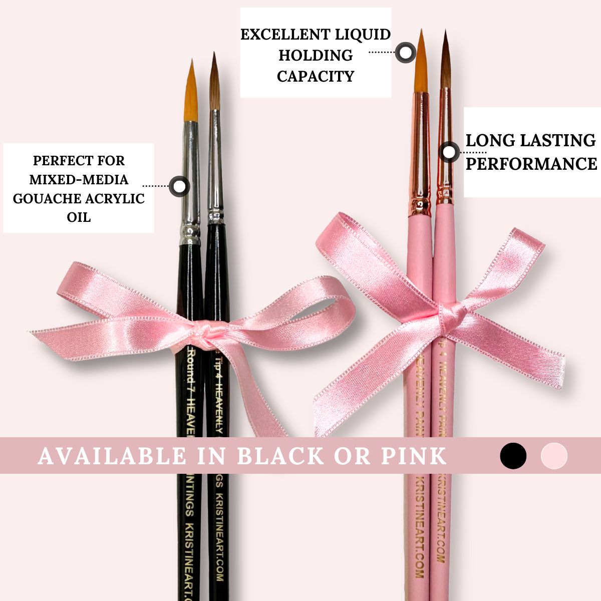 Watercolor Brushes Pink or Black