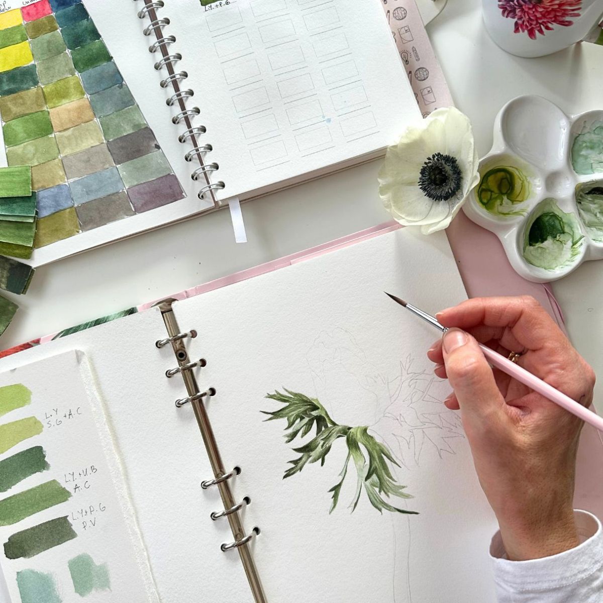 Flower Ceramic Watercolor Palette