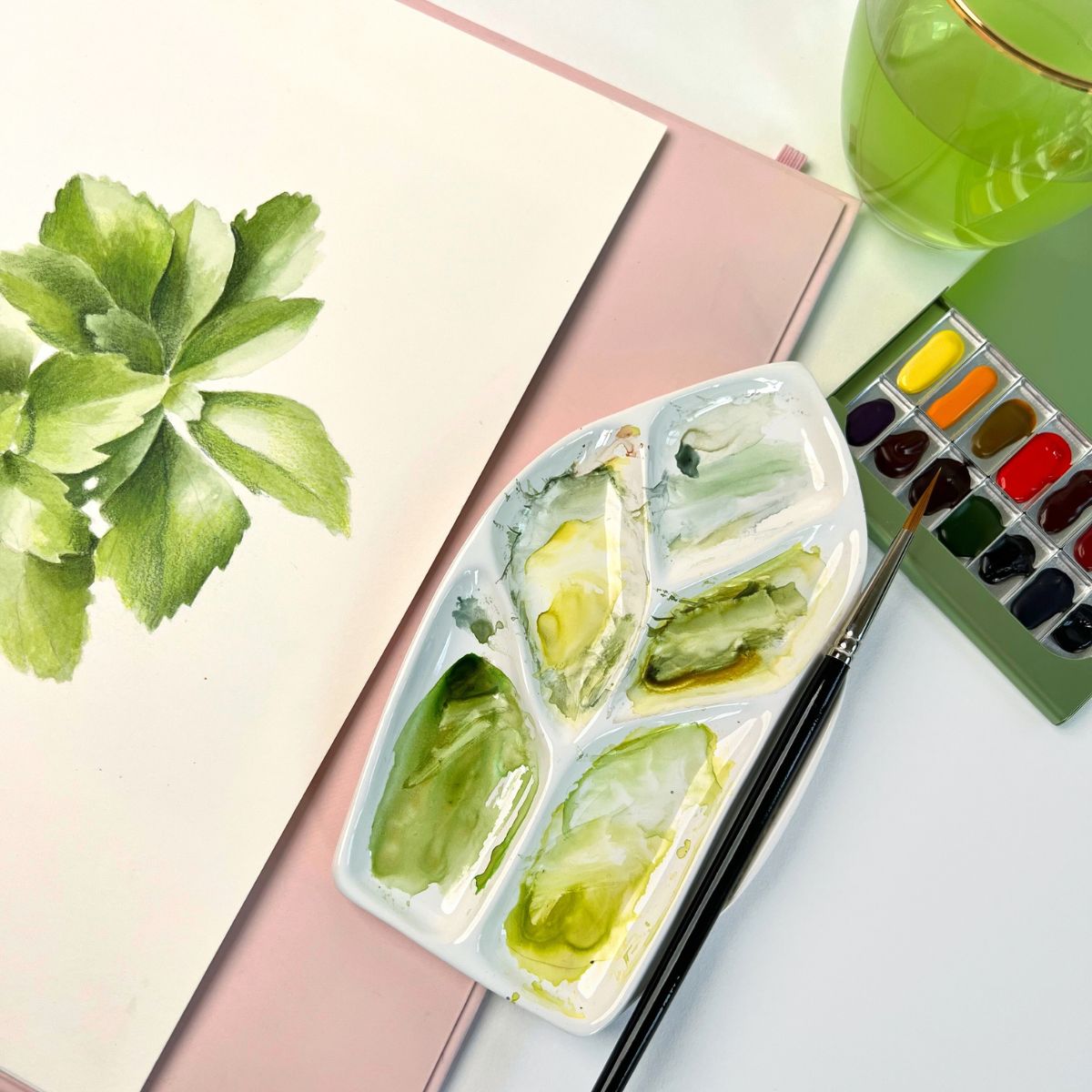 Leaf Ceramic Watercolor Palette