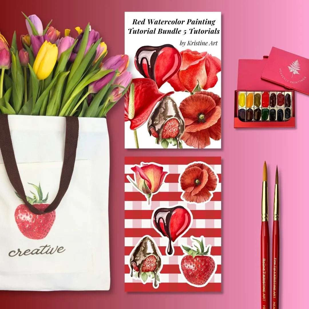 Red Watercolor Art Set